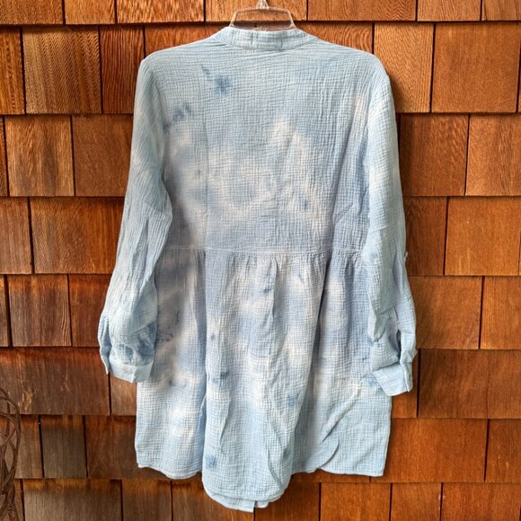 NWOT Anthropologie Cloth & Stone Blue Tie Dye Button Front Dress - Women's Large - Picture 7 of 12